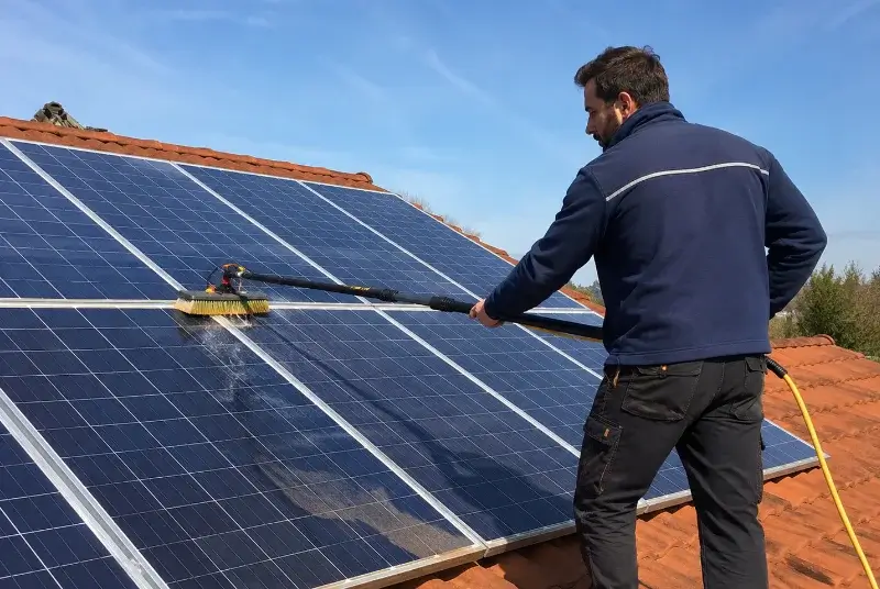 Nettoyage et entretien de panneaux solaires à la Dornac